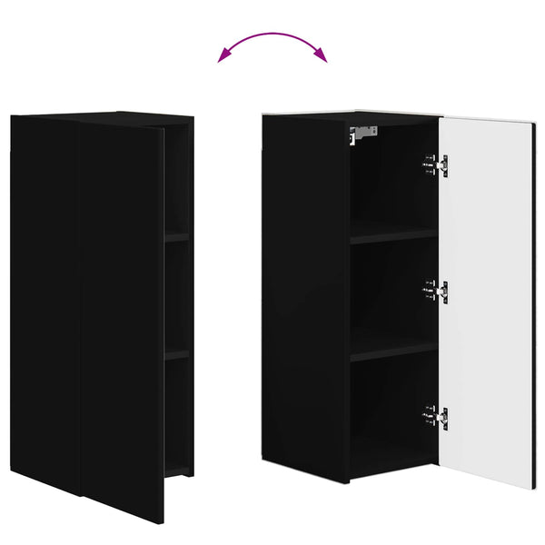 TV Wandregal Set Schwarz Holz