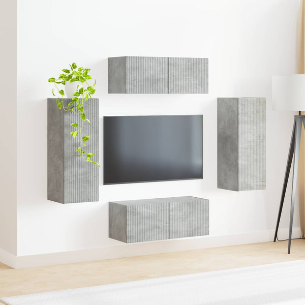 TV Wandregal Set Beton Grau