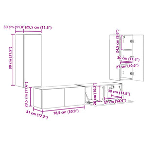 TV Wandregal Set Beton Grau