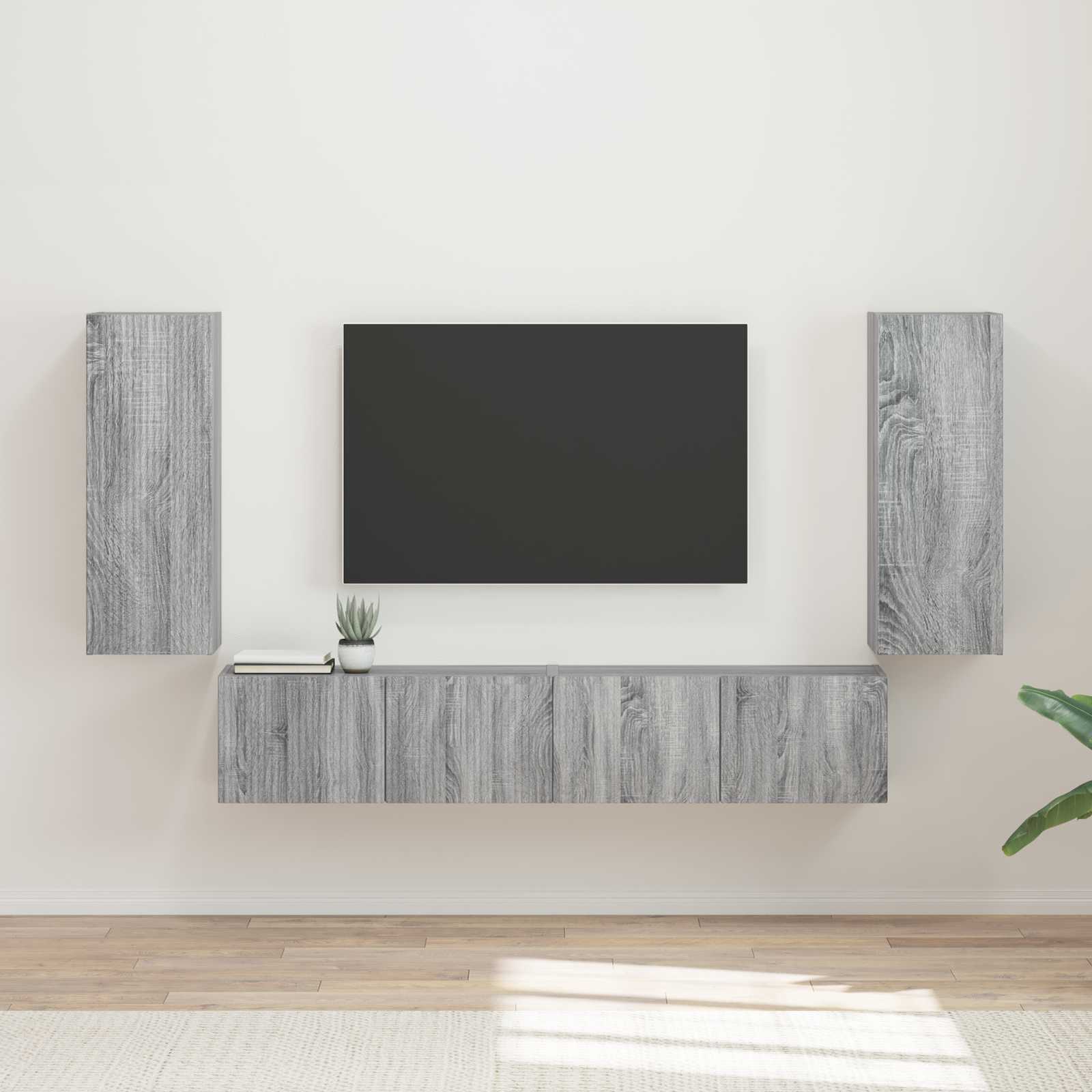 TV-Wandregal Set Grau Sonoma 4-teilig