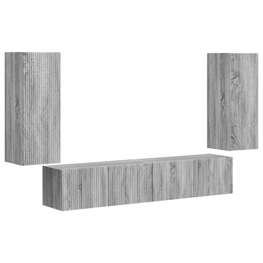 TV-Wandregal Set Grau Sonoma 4-teilig
