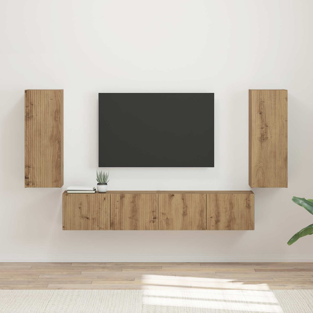 TV-Wandregal Set, Artisan-Eiche, 4-teilig