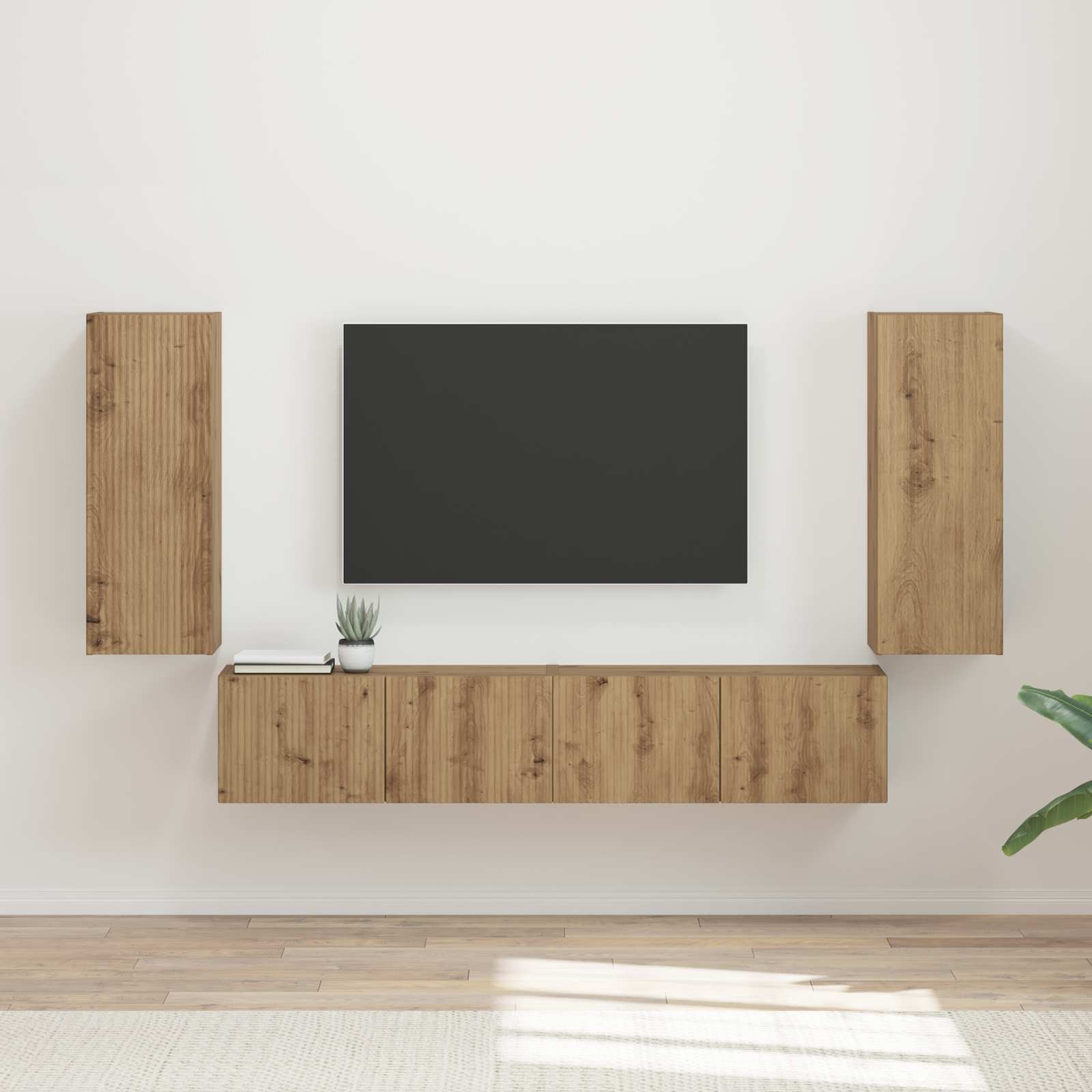TV-Wandregal Set, Artisan-Eiche, 4-teilig
