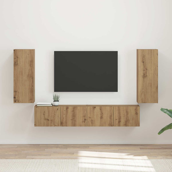 TV-Wandregal Set, Artisan-Eiche, 4-teilig