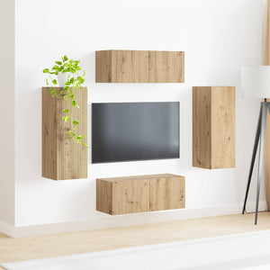 TV-Wandregal Set, Artisan-Eiche, 4-teilig