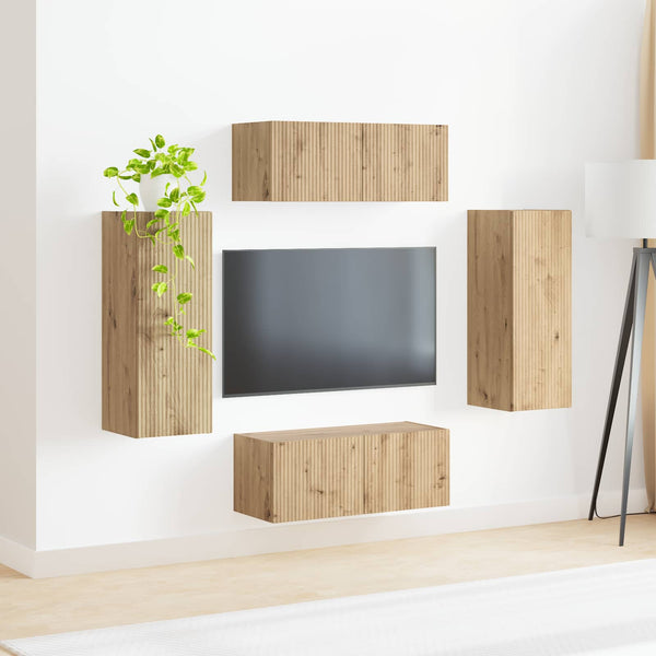 TV-Wandregal Set, Artisan-Eiche, 4-teilig