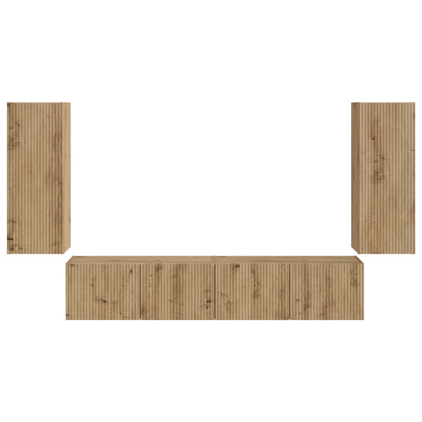 TV-Wandregal Set, Artisan-Eiche, 4-teilig