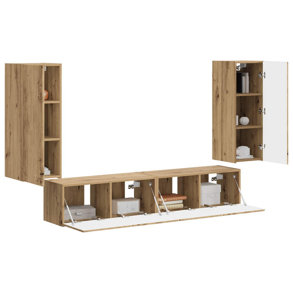 TV-Wandregal Set, Artisan-Eiche, 4-teilig