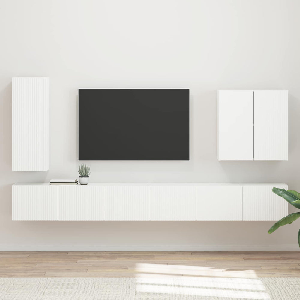 TV-Wandregal Set, 6-teilig, Weiß