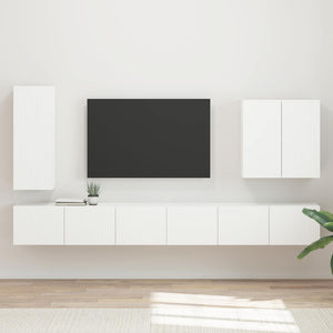 TV-Wandregal Set, 6-teilig, Weiß