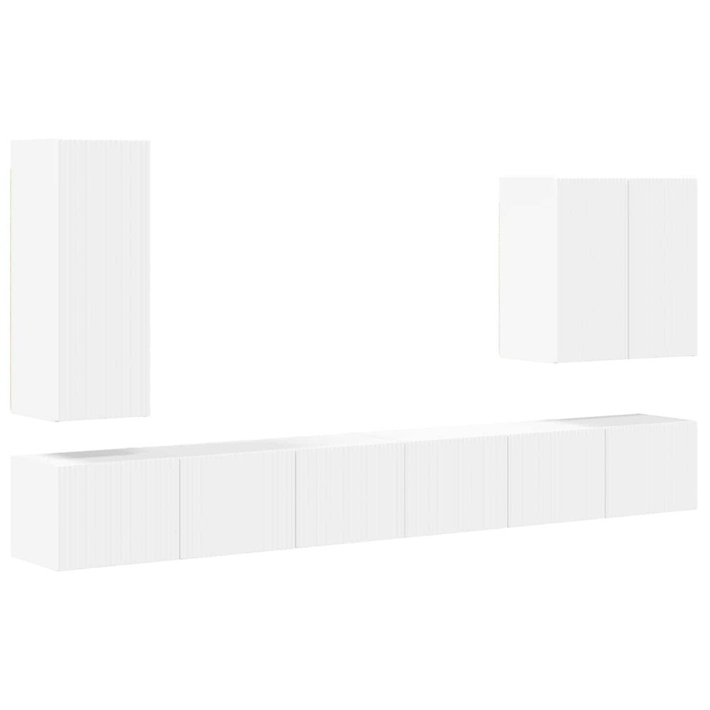TV-Wandregal Set, 6-teilig, Weiß