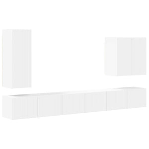 TV-Wandregal Set, 6-teilig, Weiß