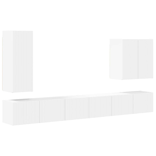 TV-Wandregal Set, 6-teilig, Weiß