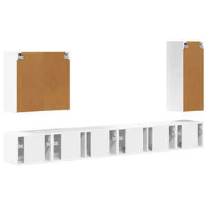 TV-Wandregal Set, 6-teilig, Weiß