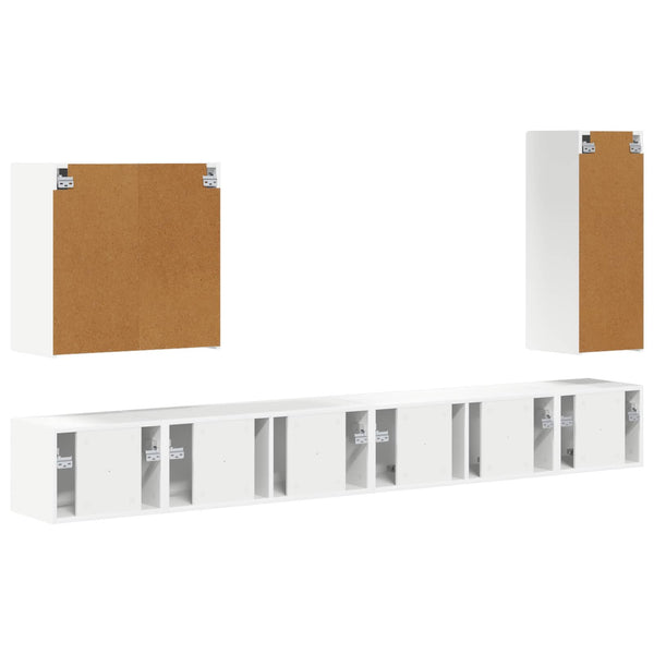 TV-Wandregal Set, 6-teilig, Weiß