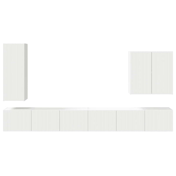 TV-Wandregal Set, 6-teilig, Weiß
