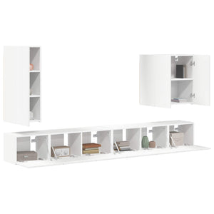 TV-Wandregal Set, 6-teilig, Weiß