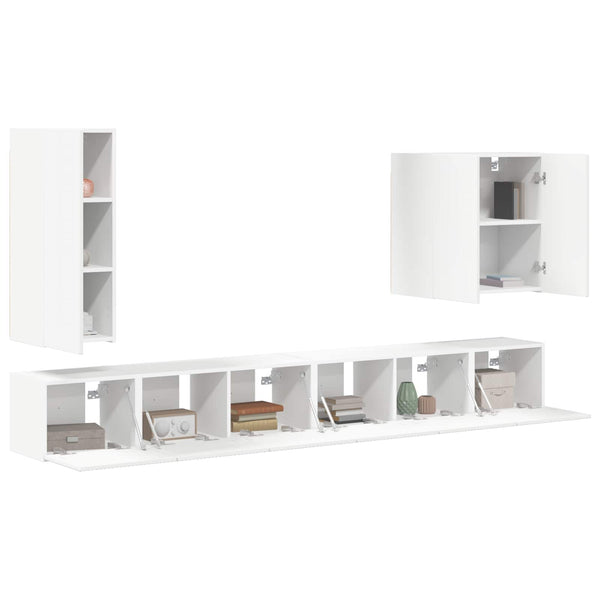 TV-Wandregal Set, 6-teilig, Weiß