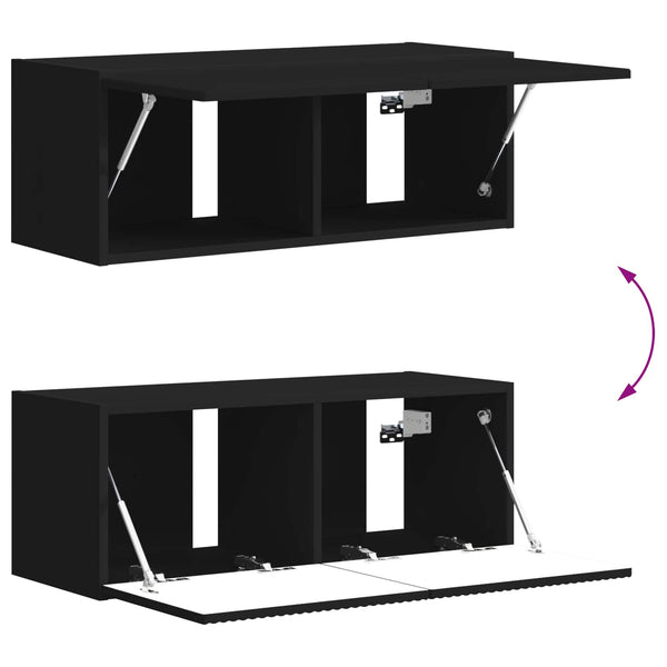 TV Wandregal Set, 6-teilig, Schwarz