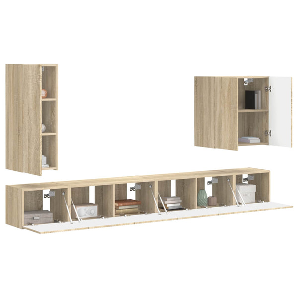 TV-Wandregal-Set Sonoma-Eiche, 6-teilig