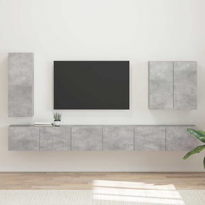TV-Wandregal Set Beton Grau, 6-teilig