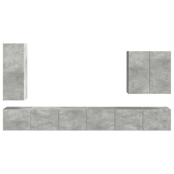 TV-Wandregal Set Beton Grau, 6-teilig