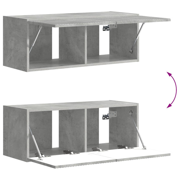 TV-Wandregal Set Beton Grau, 6-teilig