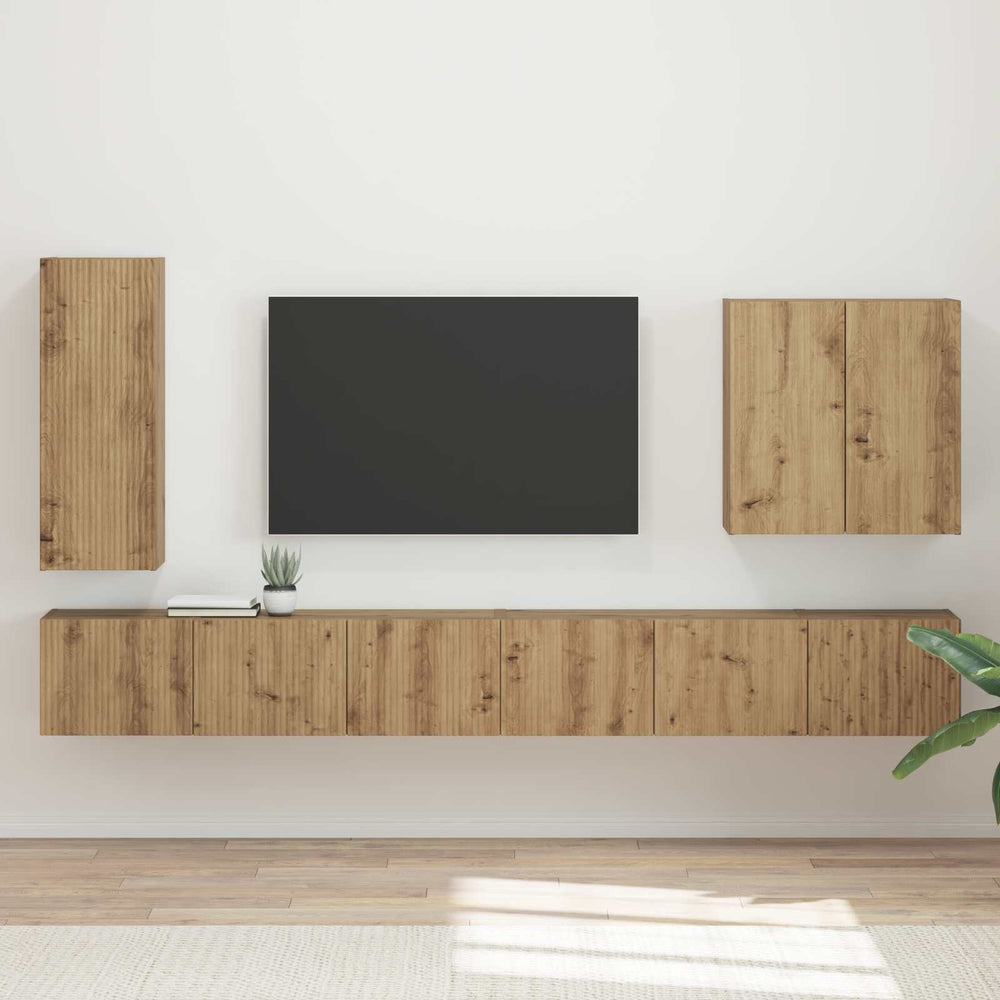 TV-Wandregal Set Artisan-Eiche, 6-teilig