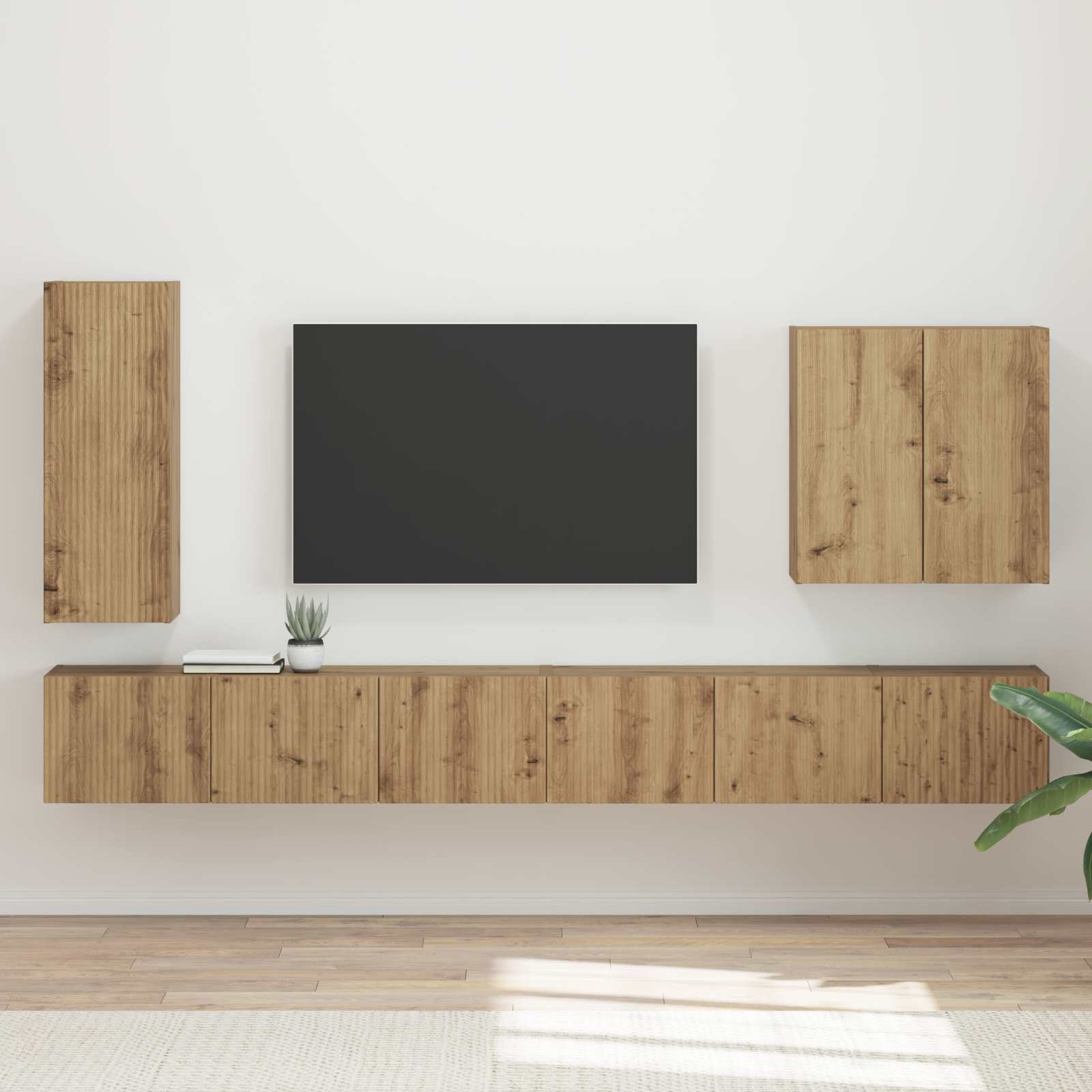 TV-Wandregal Set Artisan-Eiche, 6-teilig