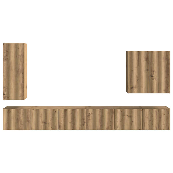TV-Wandregal Set Artisan-Eiche, 6-teilig