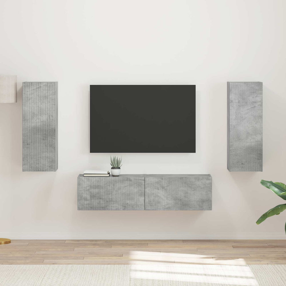 TV-Schrankset Wandmontiert Beton Grau