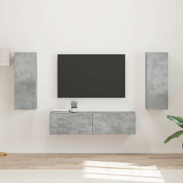 TV-Schrankset Wandmontiert Beton Grau
