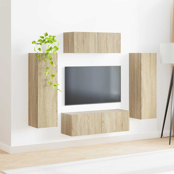 TV-Schrank Set Wandmontiert Sonoma-Eiche