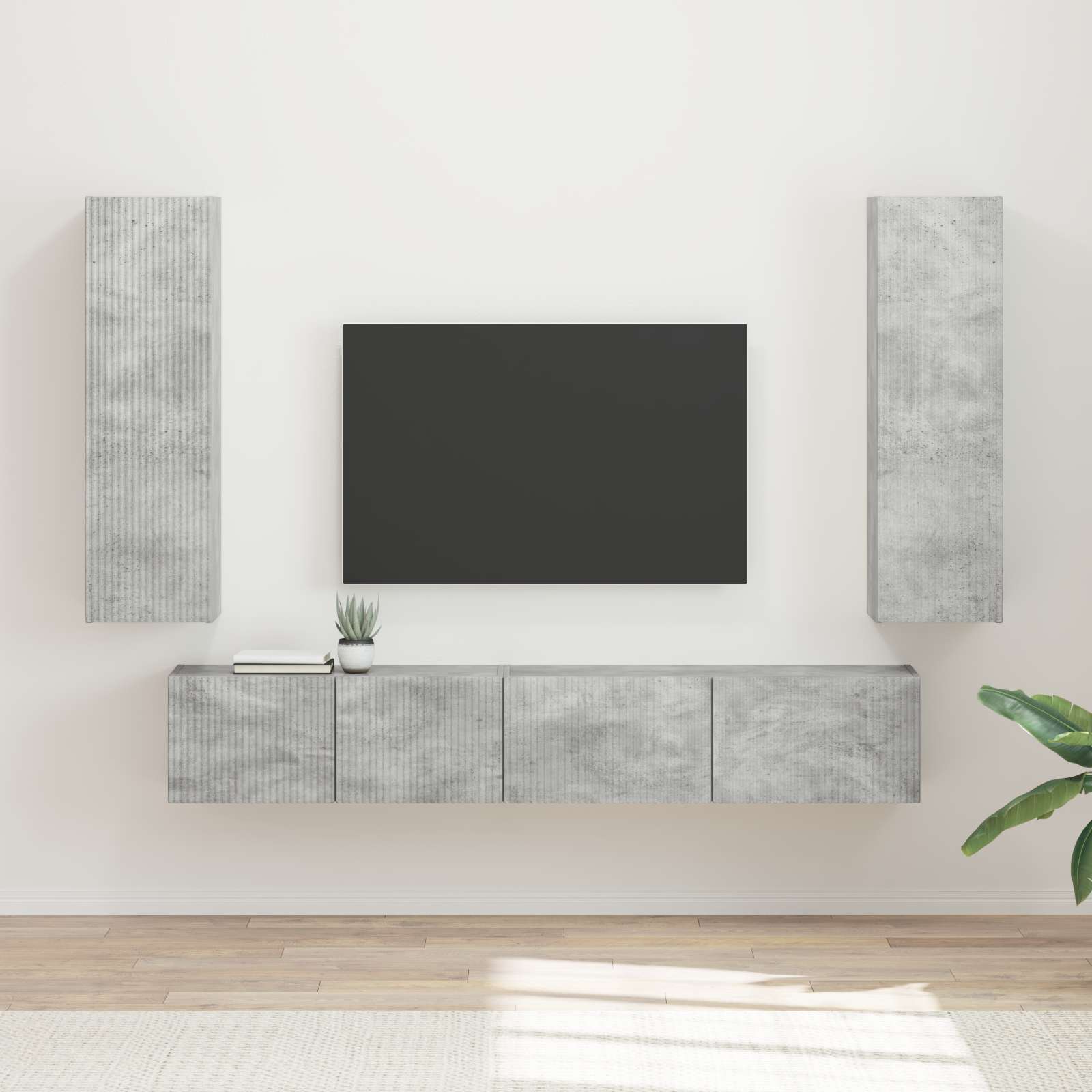 TV-Schrankset Wandmontiert Beton Grau
