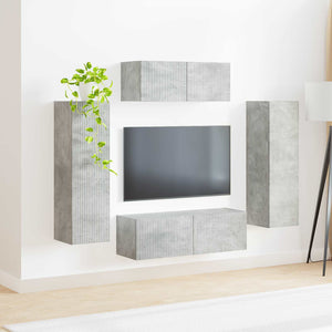 TV-Schrankset Wandmontiert Beton Grau