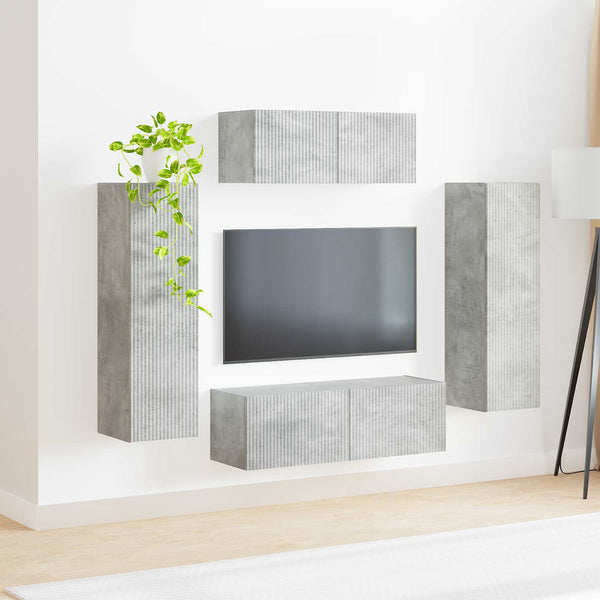TV-Schrankset Wandmontiert Beton Grau