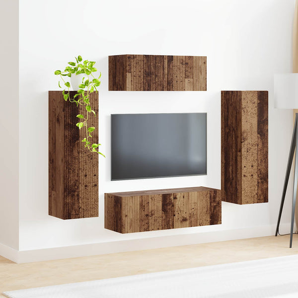 TV-Schrank Set 3-teilig Geräucherte Eiche