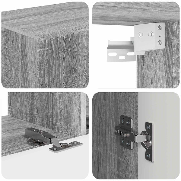 vidaXL Meuble TV mural 3 pcs Aggloméré couleur chêne sonoma gris