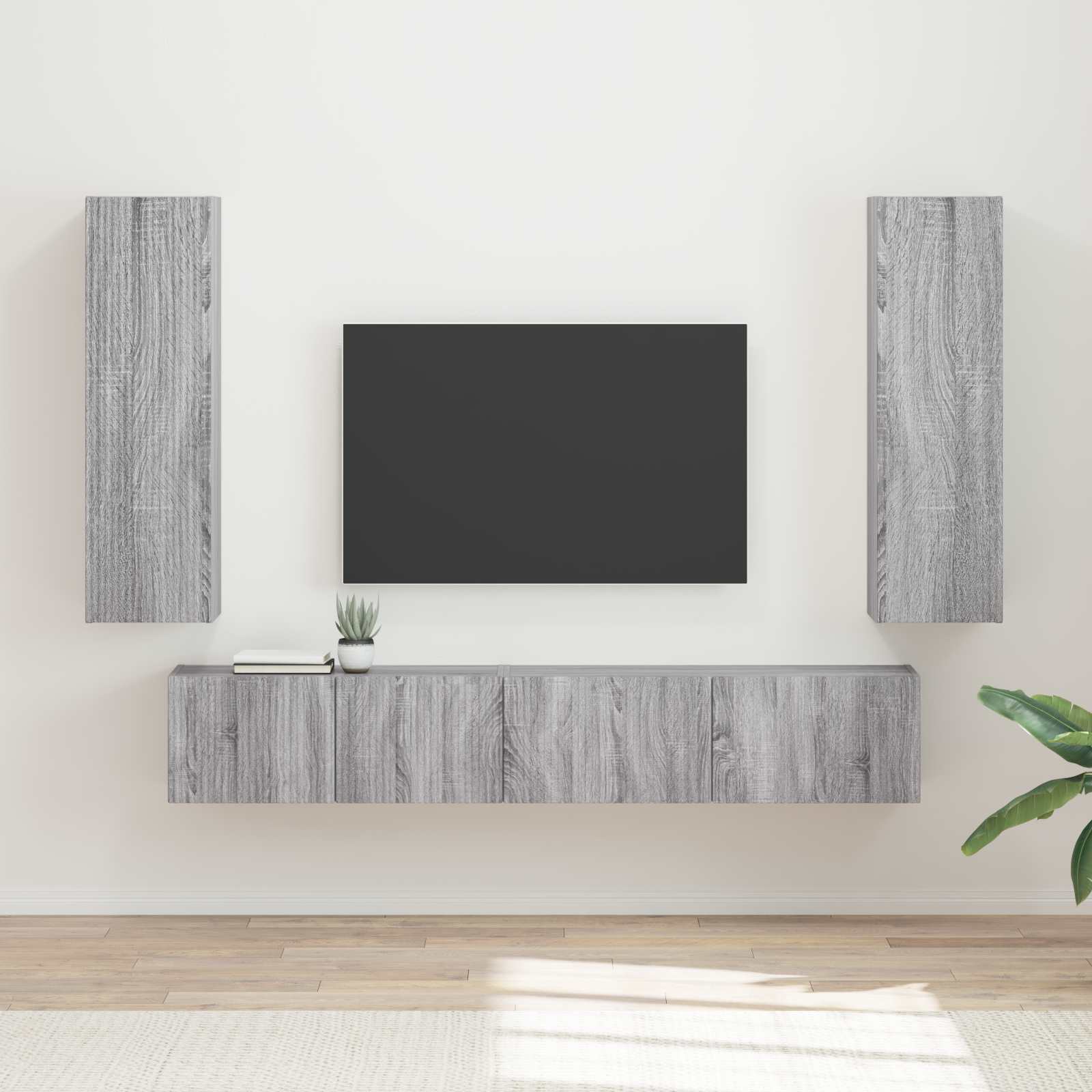 vidaXL Meuble TV mural 3 pcs Aggloméré couleur chêne sonoma gris