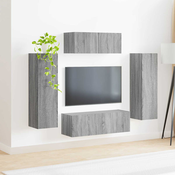 vidaXL Meuble TV mural 3 pcs Aggloméré couleur chêne sonoma gris