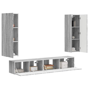 vidaXL Meuble TV mural 3 pcs Aggloméré couleur chêne sonoma gris