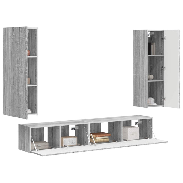 vidaXL Meuble TV mural 3 pcs Aggloméré couleur chêne sonoma gris