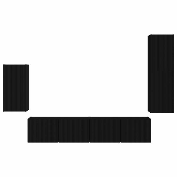 Wandmontiertes TV-Schrankset Schwarz