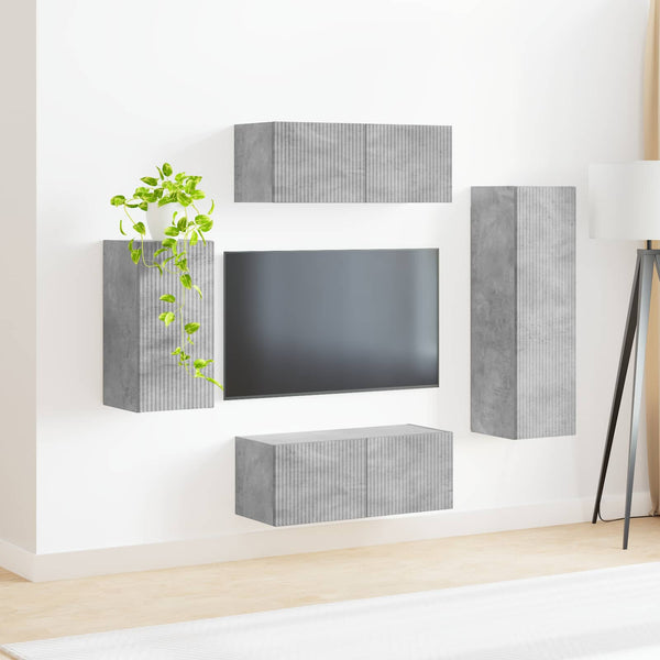 Wandmontiertes TV-Schrankset, Betongrau
