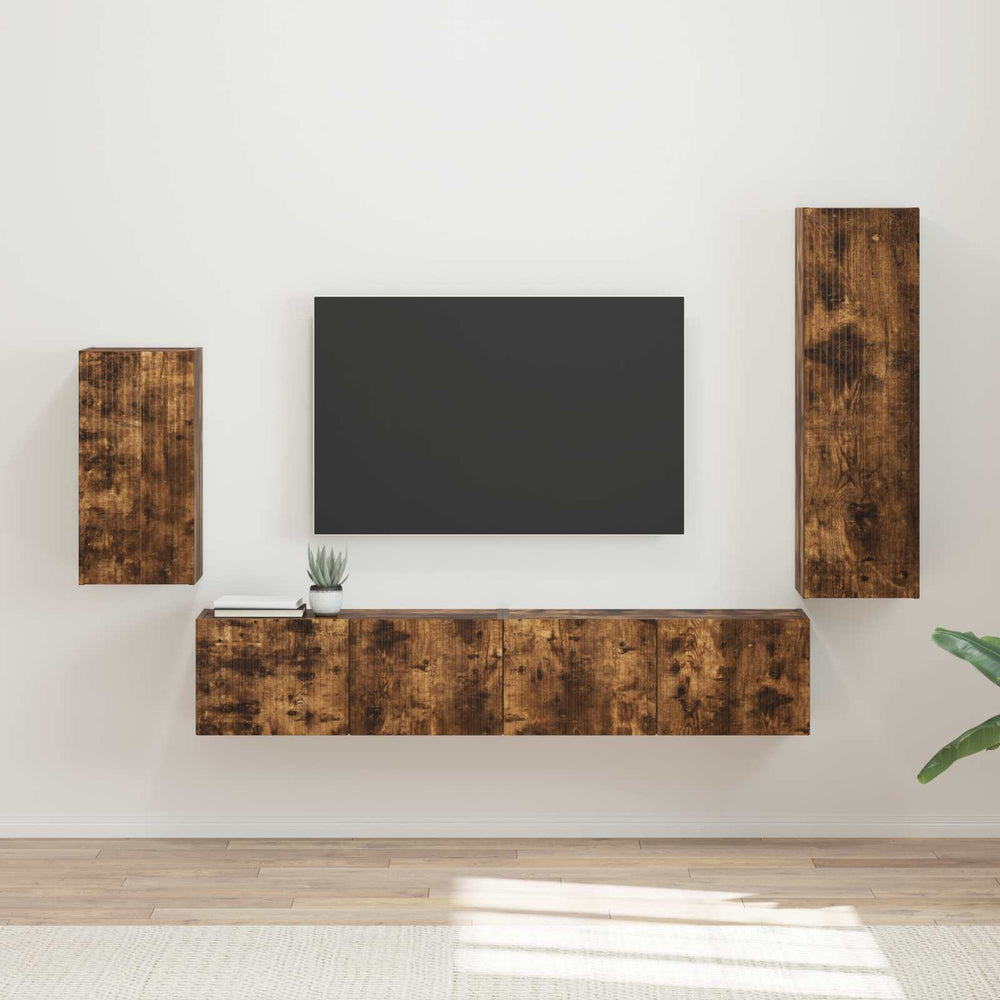 TV-Schrank Set 4-teilig Geräucherte Eiche