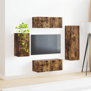 TV-Schrank Set 4-teilig Geräucherte Eiche