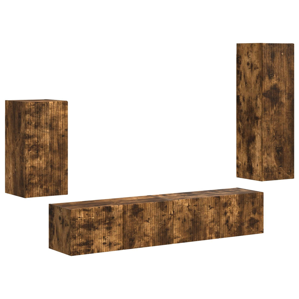 TV-Schrank Set 4-teilig Geräucherte Eiche