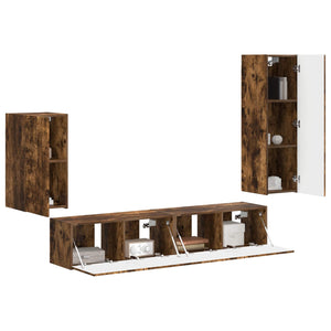 TV-Schrank Set 4-teilig Geräucherte Eiche