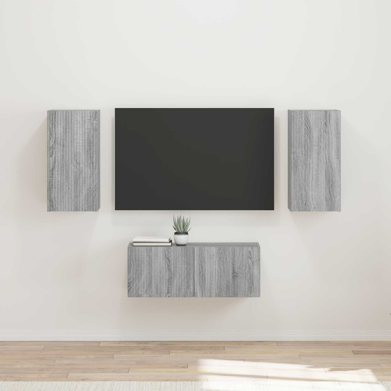 vidaXL Meuble TV mural 6 pcs Aggloméré Gris Sonoma
