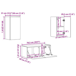 vidaXL Meuble TV mural 6 pcs Aggloméré Gris Sonoma